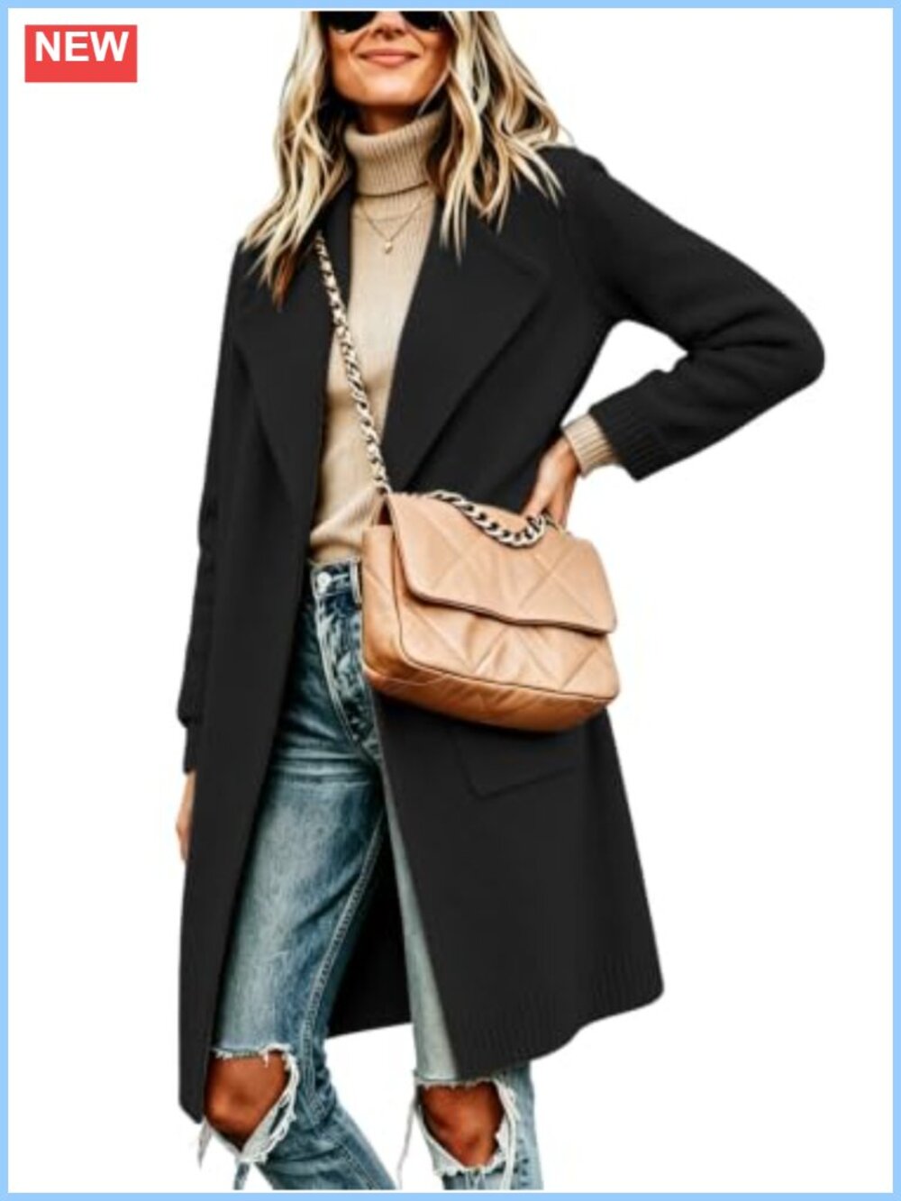 Women's Long Dressy Cardigan Sweater Coat Knee Length Knit Jacket with Pockets